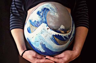 纪念准妈妈们最美丽的时刻，在怀孕的肚皮上画上可爱的场景！